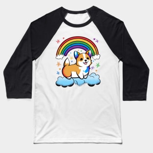 Cute Corgi Rainbow Cloud Kawaii Animals Dog Lover Baseball T-Shirt